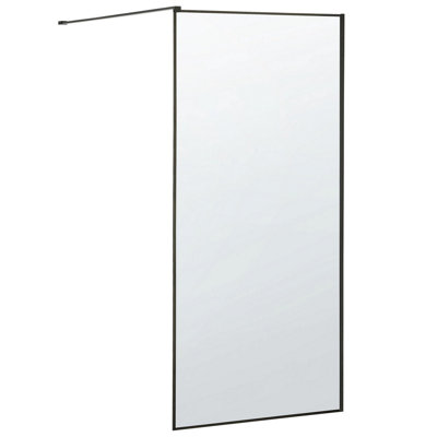Tempered Glass Shower Screen 90 x 190 cm Black WASPAM