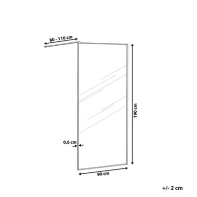 Tempered Glass Shower Screen 90 x 190 cm Black WASPAM - 3