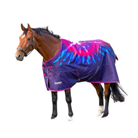 Tempest Original Tie Dye 200g Standard Neck Horse Turnout Rug Navy/Pink (6 3")