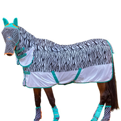 Tempest Original Zeb-Tek Combo Neck Zebra Print Horse Fly Rug Black/White (63in) Price Comparisons | Compare The Build
