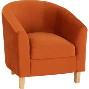 Tempo Tub Chair - L70 x W76 x H77.5 cm - Burnt Orange Velvet