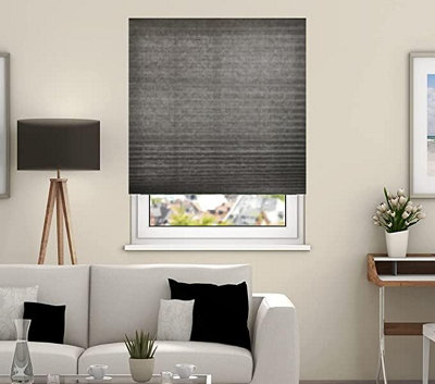 Temporary Dim Out Pleated Blind Shade 200cm Drop 100cm Width Charcoal Grey Pleated Blind
