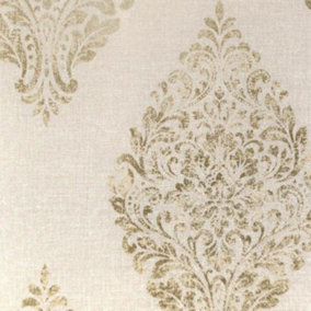 Tempus Gold & Cream Damask Floral Wallpaper FD25043
