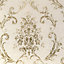 Tempus Linen Gold & Beige Luxury Large Damask Metallic Wallpaper FD25039