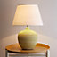 Tenby Green Table Lamp Glazed Ceramic Base and White Fabric coated Shade