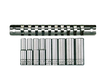 Teng  M1407 Deep Socket Clip Rail Set of 10 Metric 1/4in Drive TENM1407