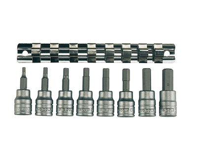Teng M3811 M3811 Socket Clip Rail AF Hex Set of 8 3/8in Drive TENM3811