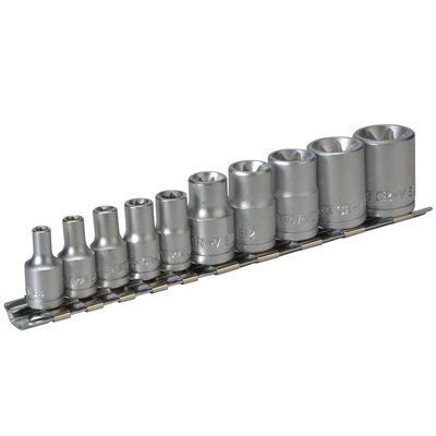 Teng M3814 Socket Clip Rail Tx-e Set Of 10 3/8in & 1/4in Drive Multi ...
