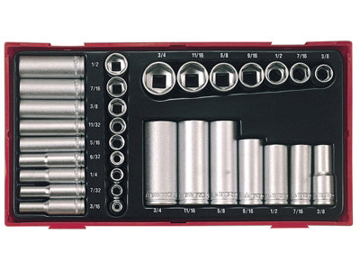 Teng TC20 TTAF32 Regular/Deep Socket Set, 32 Piece - 1/4 & 3/8in Drive TENTTAF32