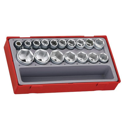 Teng Tt1217-6 Metric 6-pt Socket Set, 17 Piece - 1/2in Drive Multi ...