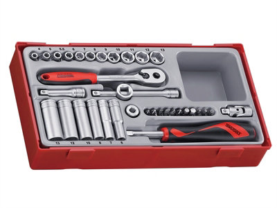 Teng TT1435 TT1435 4-13mm Socket Set, 35 Piece - 1/4in Drive TENTT1435 ...