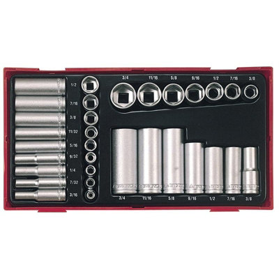 Teng Ttaf32 Regular/deep Socket Set, 32 Piece - 1/4 & 3/8in Drive Multi ...