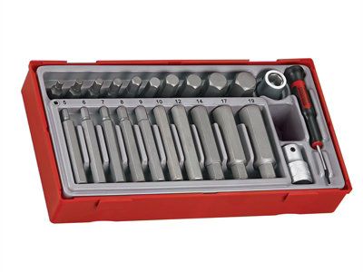 Teng TTHEX23 TTHEX23 Metric Hex Bit Socket Set, 23 Piece - 1/2in Drive TENTTHEX23