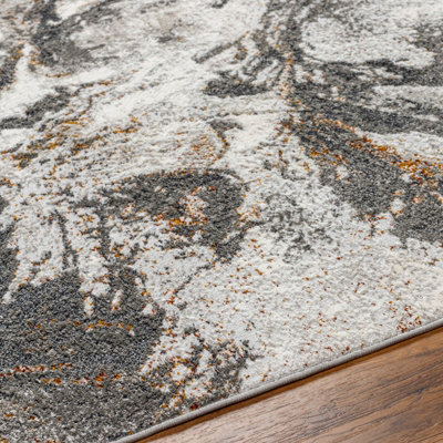 TENITA Abstract Modern Marble Dark Brown/Charcoal Area Rug 120 x 170 cm