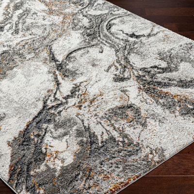 TENITA Abstract Modern Marble Dark Brown/Charcoal Area Rug 120 x 170 cm