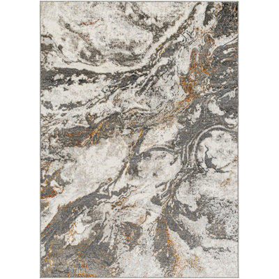 TENITA Abstract Modern Marble Dark Brown/Charcoal Area Rug 160 x 213 cm