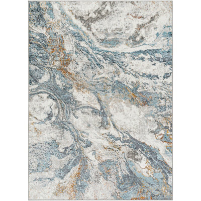 TENITA Abstract Modern Marble Sky Blue Area Rug 160 x 213 cm