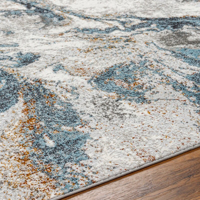 TENITA Abstract Modern Marble Sky Blue Area Rug 160 x 213 cm