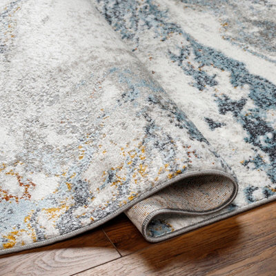 TENITA Abstract Modern Marble Sky Blue Area Rug 160 x 213 cm