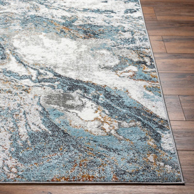 TENITA Abstract Modern Marble Sky Blue Area Rug 160 x 213 cm