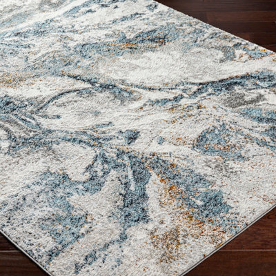 TENITA Abstract Modern Marble Sky Blue Area Rug 160 x 213 cm
