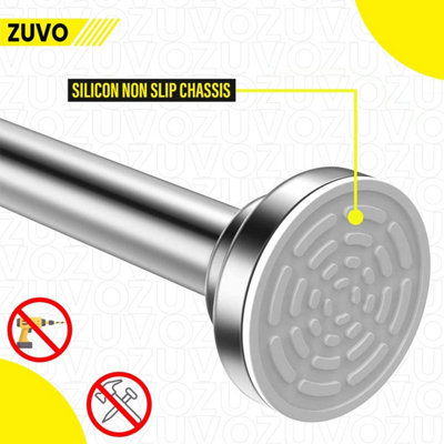 Tension Rod for Curtain Extendable 109 to 185cm Silver No Drill Rust ...