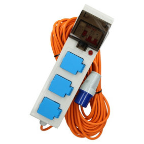 Tent Caravan Campsite Mains Electric Hook Up Panel with RCD and 15m Cable