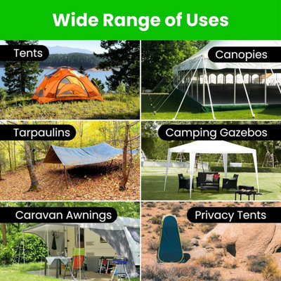 Tent Pegs Heavy Duty 20cm Black Nail Point Type Set of 20 Camping Pegs with Storage