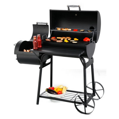 Tepro 1087 Biloxi Offset BBQ Pit Barrel Smoker Black