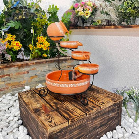 Teracotta Solar Powered Water Feature With Cover