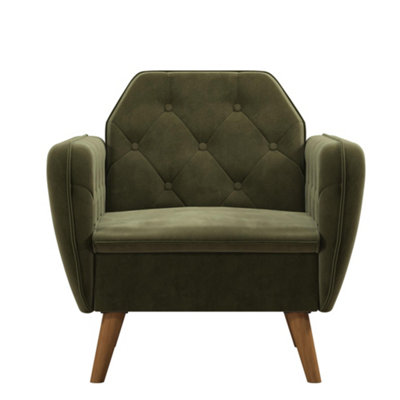 Teresa Accent Chair with Memory Foam in Velvet Green