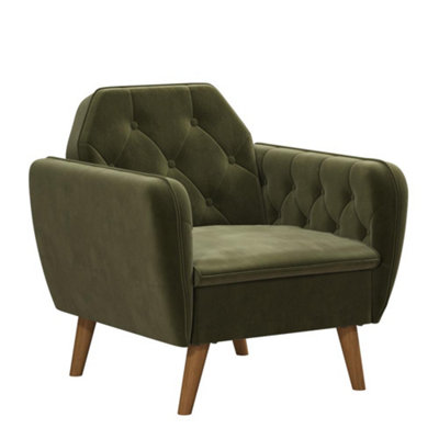 Teresa Accent Chair with Memory Foam in Velvet Green