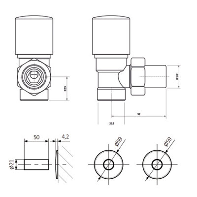 Terma Radiator Valves ROYAL Angled, Thermostatic TRV Set (Left or Right ...