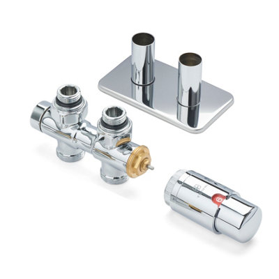 Terma Radiator Valves TWINS, Straight, 50mm Integrated TRVS Set (LEFT ...
