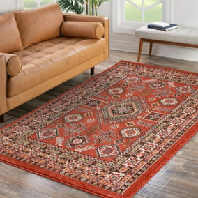 Terra Easy to Clean Bordered Floral Traditional Rug for Living Room, Bedroom - 160cm X 225cm