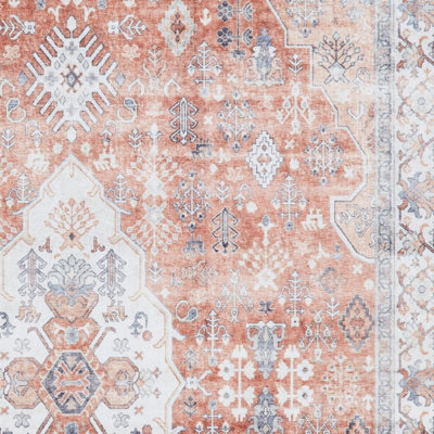 Terra Traditional Bordered Geometric Rug Easy to clean Living Room and Bedroom-120cm X 170cm - 3