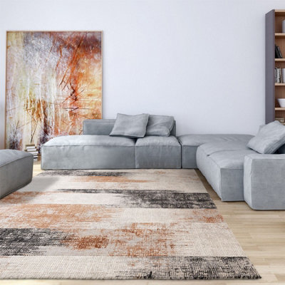 Terracotta Abstract Luxurious Modern Easy To Clean Rug For Living Room Bedroom & Dining Room-200cm X 290cm