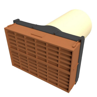 Terracotta Airbrick 9" x 6" with Extendable 5" Pipe for Cavity Wall Ventilation