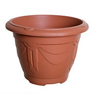 Terracotta Colour Round Venetian Pot Decorative Plastic Garden Flower Planter Pot 33cm