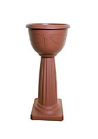 Terracotta Colour Venetian Jardiniere Plant Pot Round Plastic Pedestal Flower Planter Bowl