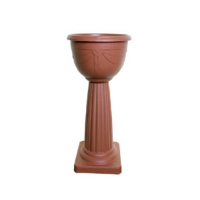 Terracotta Colour Venetian Jardiniere Plant Pot Round Plastic Pedestal Flower Planter Bowl