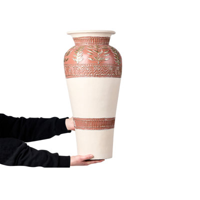 Terracotta Decorative Vase 60 cm Brown Gold SEPUTIH - 4