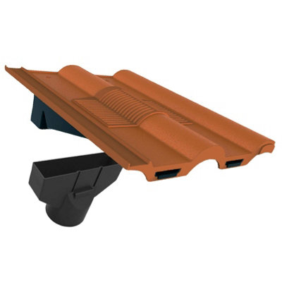 Terracotta Double Roman Roof Tile Vent & Adapter, Marley Russell Redland Lagan