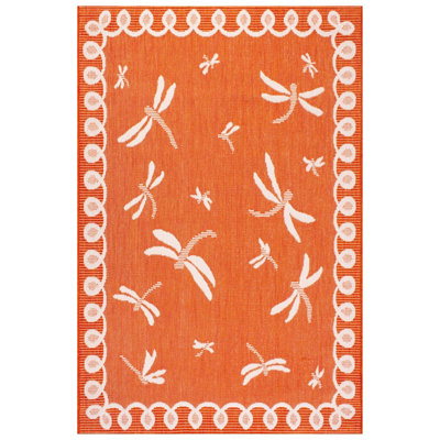 Terracotta Dragonfly Garden Patio Rug - Weatherproof, Mould & Mildew Resistant Indoor Outdoor Mat - Rectangular 120 x 170cm