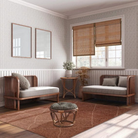 Terracotta Geometric Modern Geometric Rug Easy to clean Living Room and Bedroom-120cm X 170cm