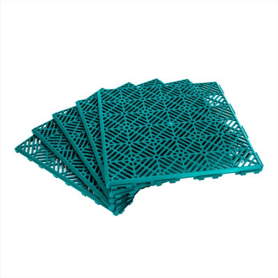 Terracotta Interlocking Plastic Garden Tiles Decking Nonslip Floor Lawn Outdoor Tiles - 5PK - 4