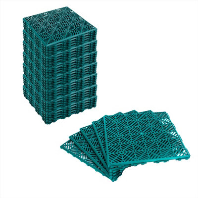 Terracotta Interlocking Plastic Garden Tiles Decking Nonslip Floor Lawn Outdoor Tiles - 5PK - 7