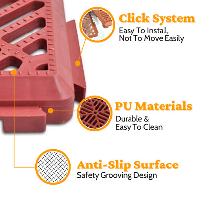 Terracotta Interlocking Plastic Garden Tiles Decking Nonslip Floor Lawn Outdoor Tiles - 5PK - 9