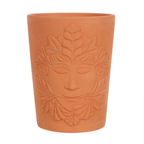 Terracotta Plant Pot, Green Goddess Embossed Pattern (H16 x W12.5 cm)