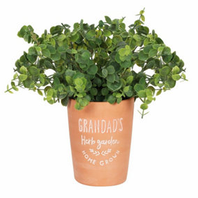 Terracotta Plant Pot With Grandad's Herb Garden Text